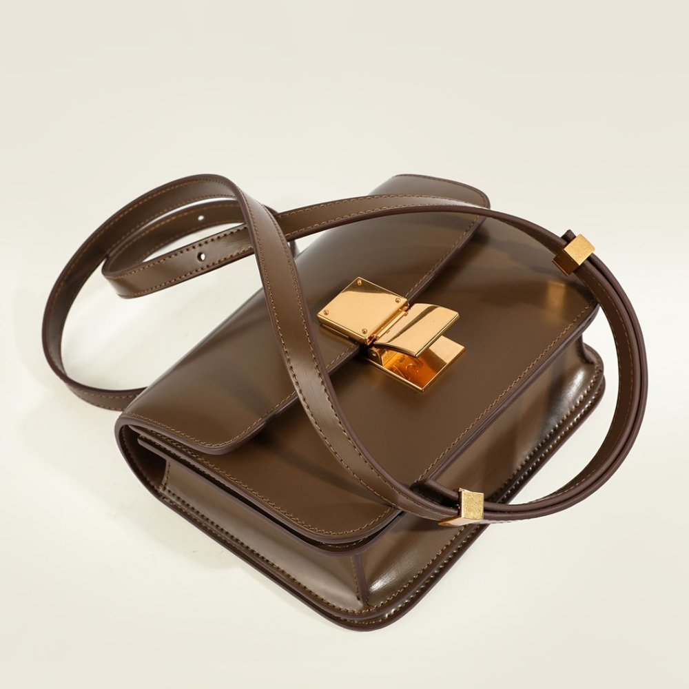 Italian Calfskin Leather Bag, Designer Bag, Italian Leather Box Bag - Picture 6 of 9